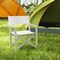 Off White Wooden Foldable Outdoor Chair with Comfortable Backrest and Armrests